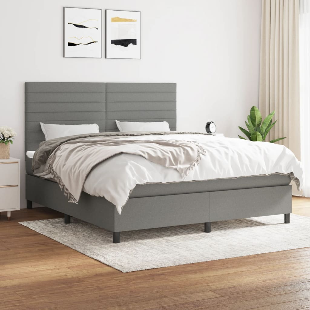 Boxspring met matras stof donkergrijs 160x200 cm is nu te koop bij PeponiXL, paradijselijk wonen!