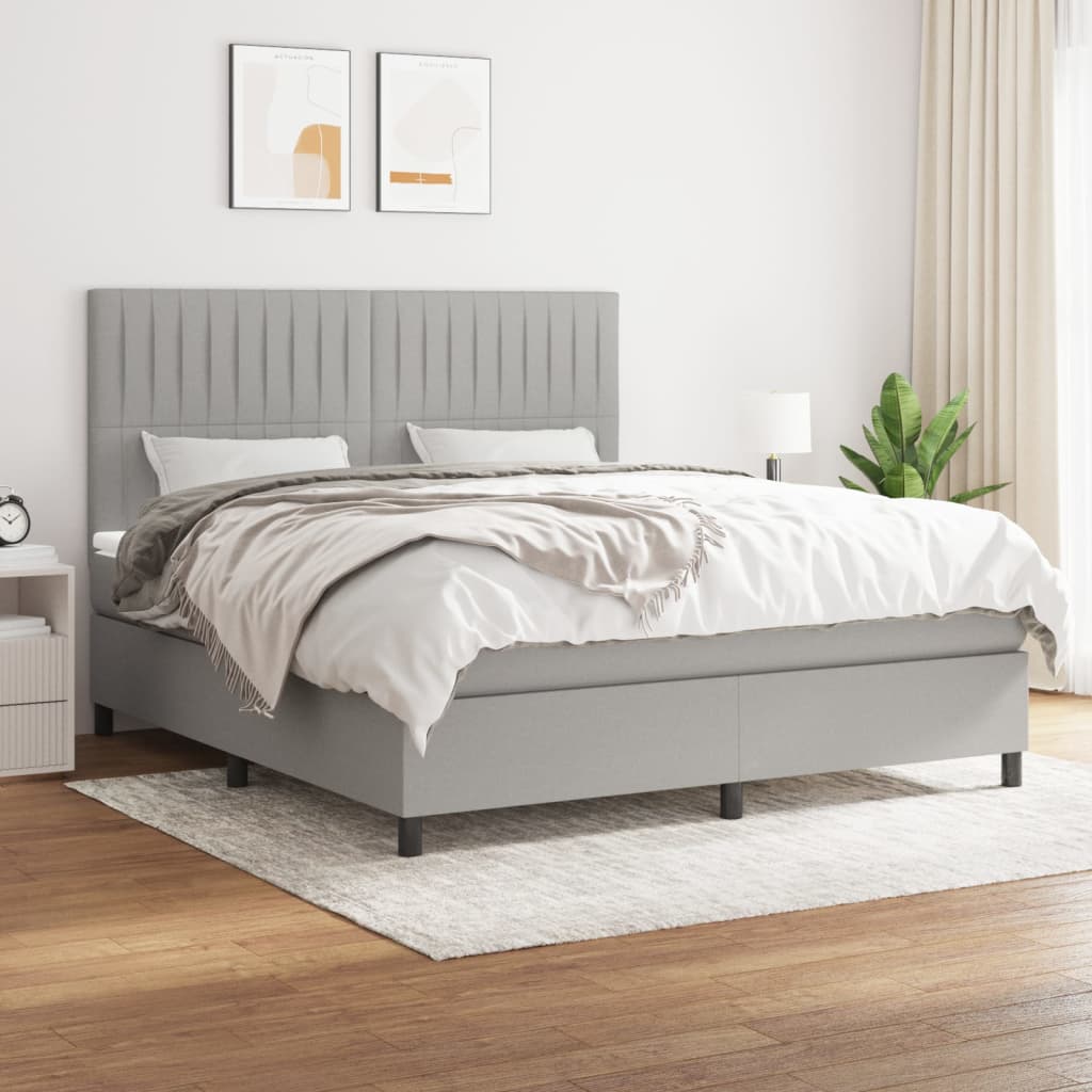 Boxspring met matras stof lichtgrijs 160x200 cm is nu te koop bij PeponiXL, paradijselijk wonen!
