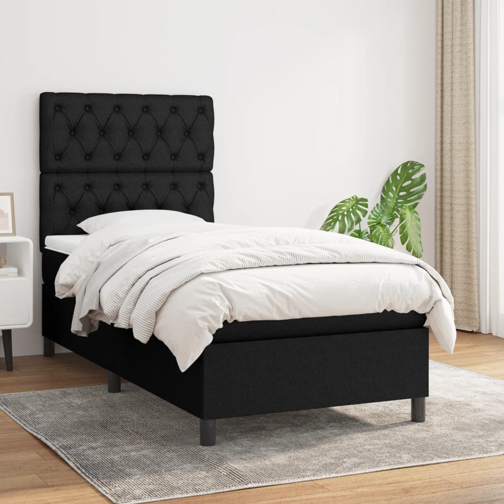 Boxspring met matras stof zwart 80x200 cm is nu te koop bij PeponiXL, paradijselijk wonen!