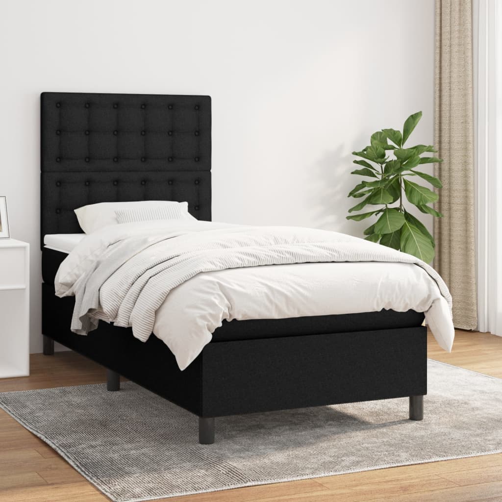 Boxspring met matras stof zwart 100x200 cm is nu te koop bij PeponiXL, paradijselijk wonen!