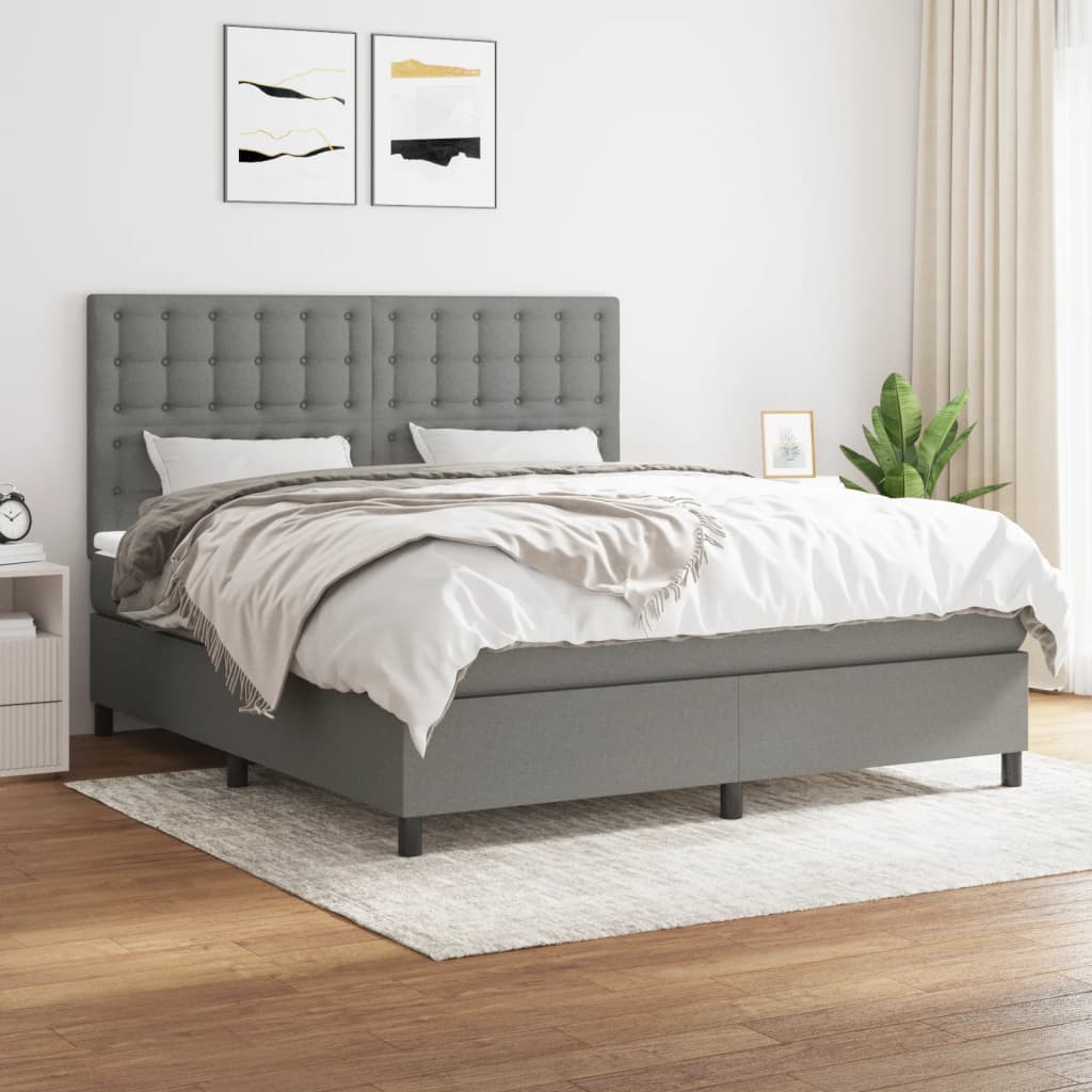 Boxspring met matras stof donkergrijs 180x200 cm is nu te koop bij PeponiXL, paradijselijk wonen!