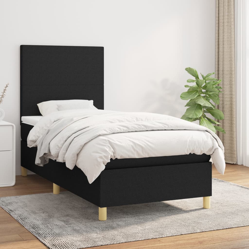 Boxspring met matras stof zwart 80x200 cm is nu te koop bij PeponiXL, paradijselijk wonen!
