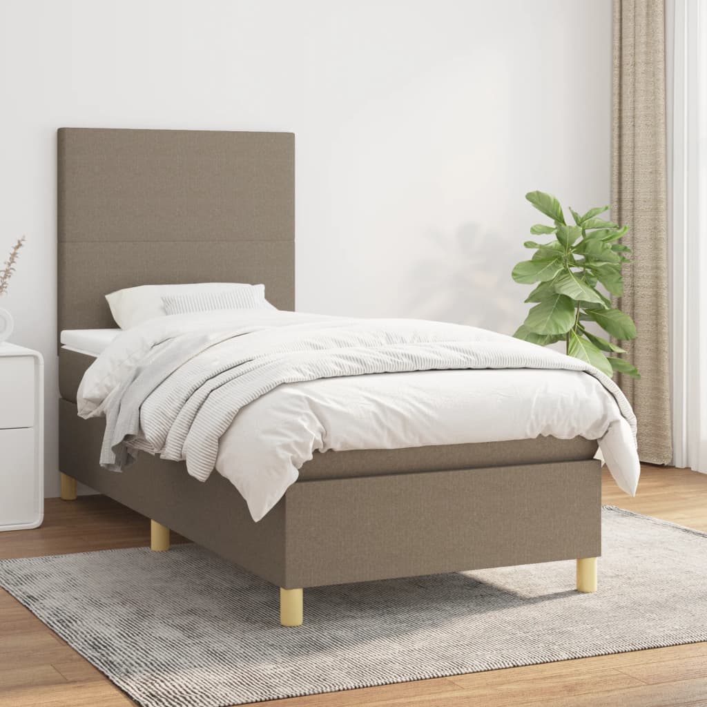 Boxspring met matras stof taupe 100x200 cm is nu te koop bij PeponiXL, paradijselijk wonen!