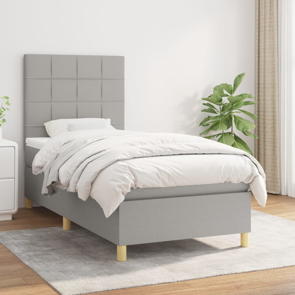 Boxspring met matras stof lichtgrijs 80x200 cm is nu te koop bij PeponiXL, paradijselijk wonen!