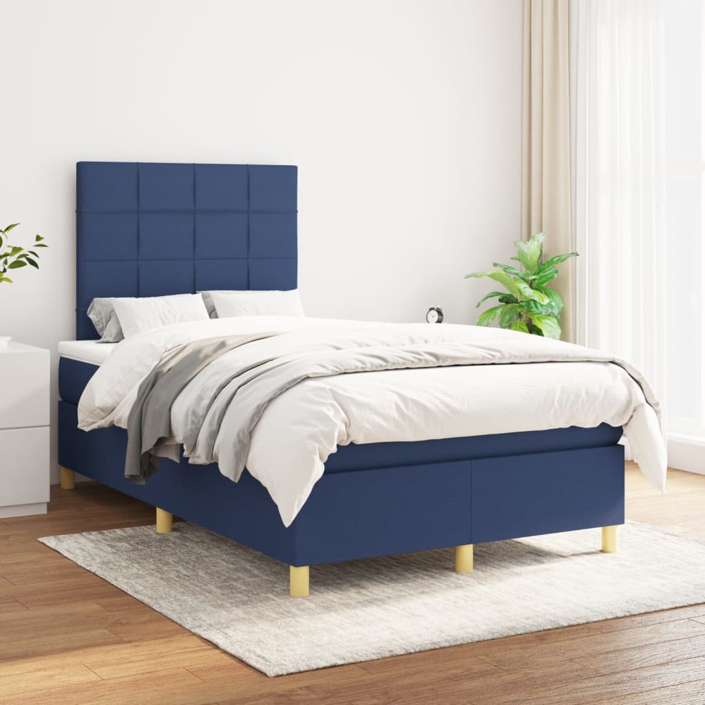 Boxspring met matras stof blauw 120x200 cm is nu te koop bij PeponiXL, paradijselijk wonen!