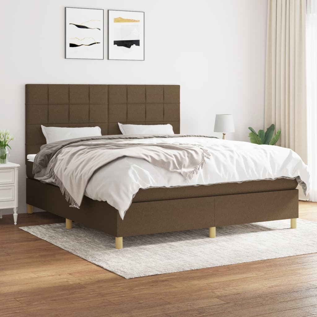 Boxspring met matras stof donkerbruin 160x200 cm is nu te koop bij PeponiXL, paradijselijk wonen!
