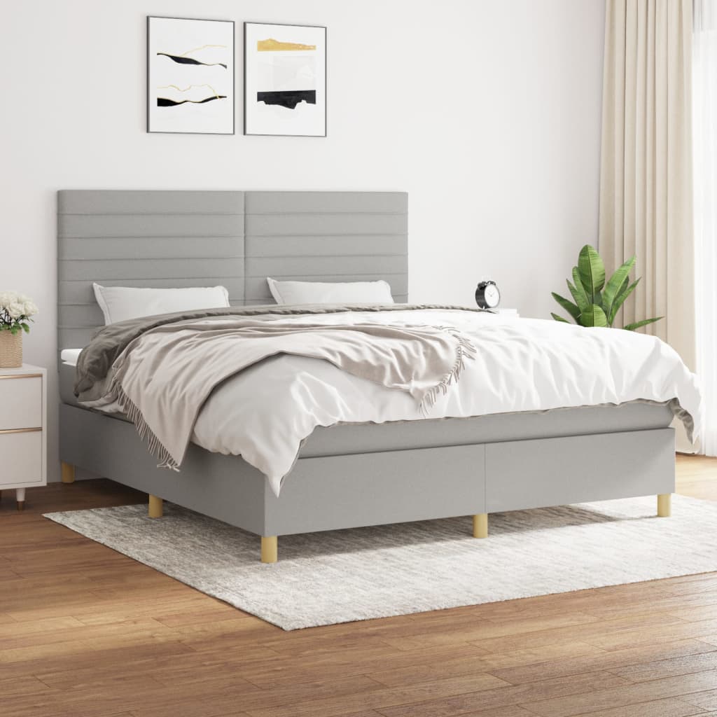 Boxspring met matras stof lichtgrijs 180x200 cm is nu te koop bij PeponiXL, paradijselijk wonen!