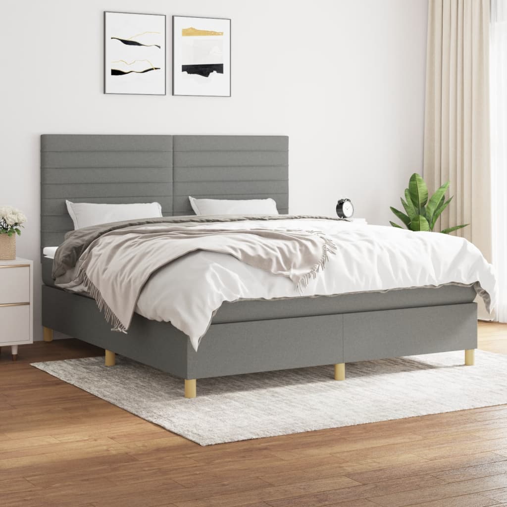 Boxspring met matras stof donkergrijs 180x200 cm is nu te koop bij PeponiXL, paradijselijk wonen!