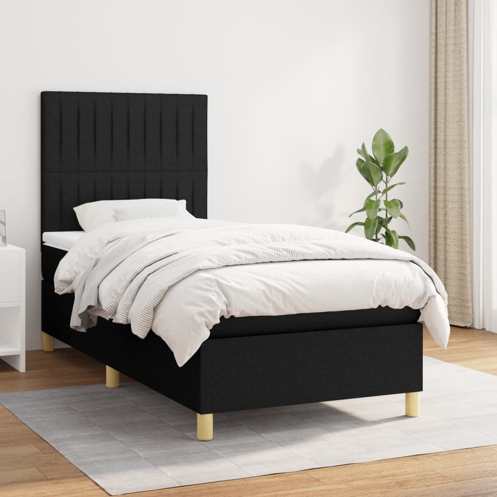 Boxspring met matras stof zwart 80x200 cm is nu te koop bij PeponiXL, paradijselijk wonen!