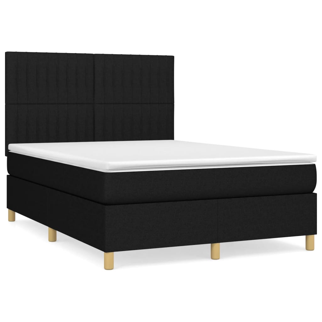 Boxspring met matras stof zwart 140x200 cm is nu te koop bij PeponiXL, paradijselijk wonen!
