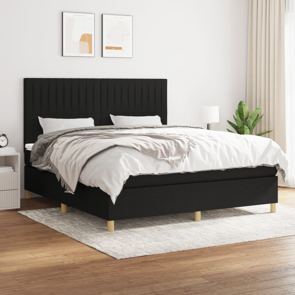 Boxspring met matras stof zwart 160x200 cm is nu te koop bij PeponiXL, paradijselijk wonen!