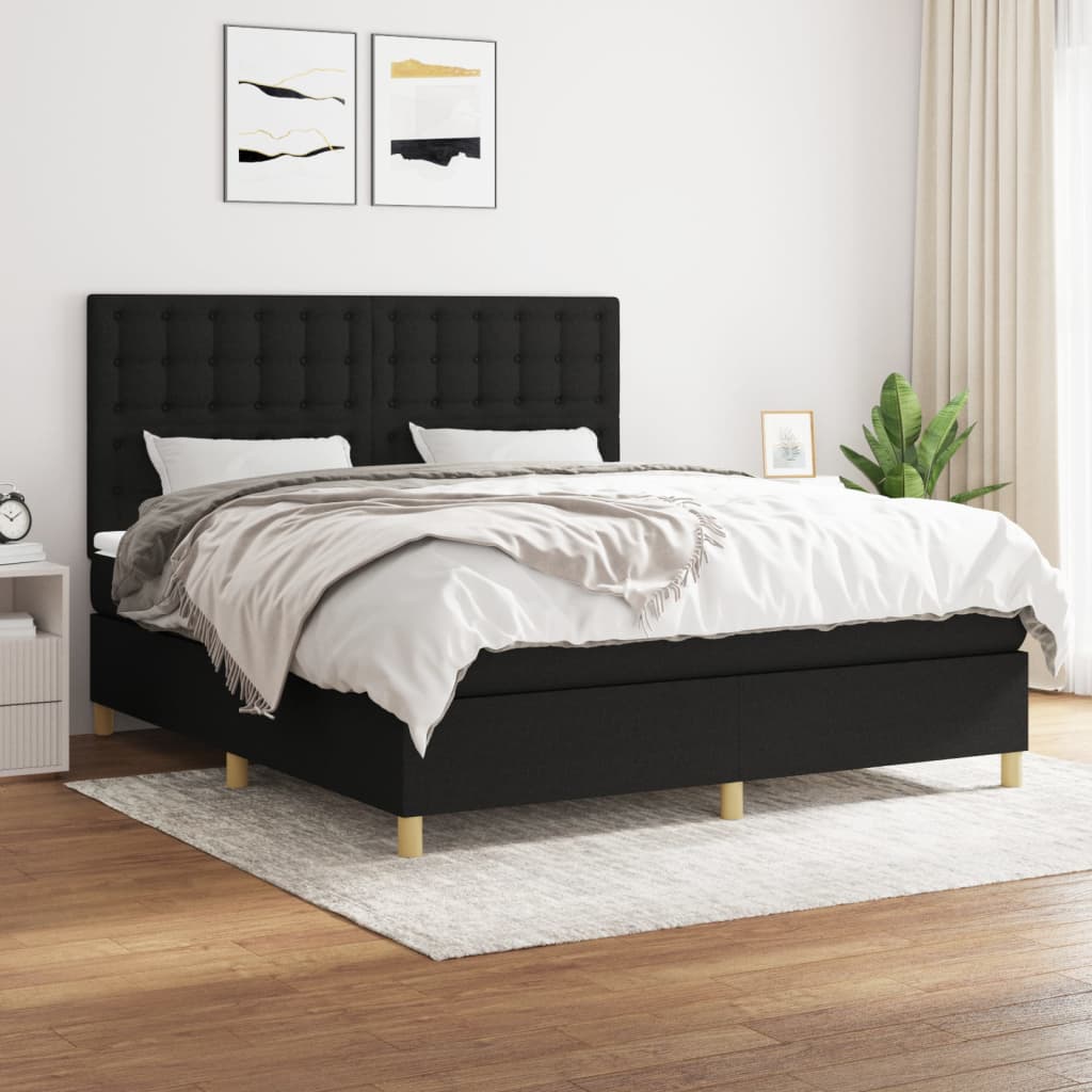 Boxspring met matras stof zwart 180x200 cm is nu te koop bij PeponiXL, paradijselijk wonen!