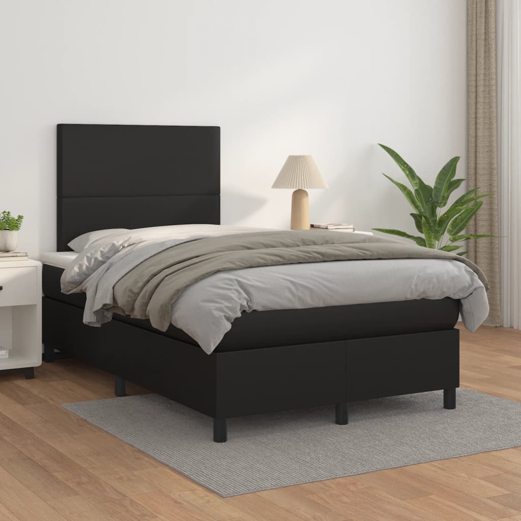 Boxspring met matras kunstleer zwart 120x200 cm is nu te koop bij PeponiXL, paradijselijk wonen!
