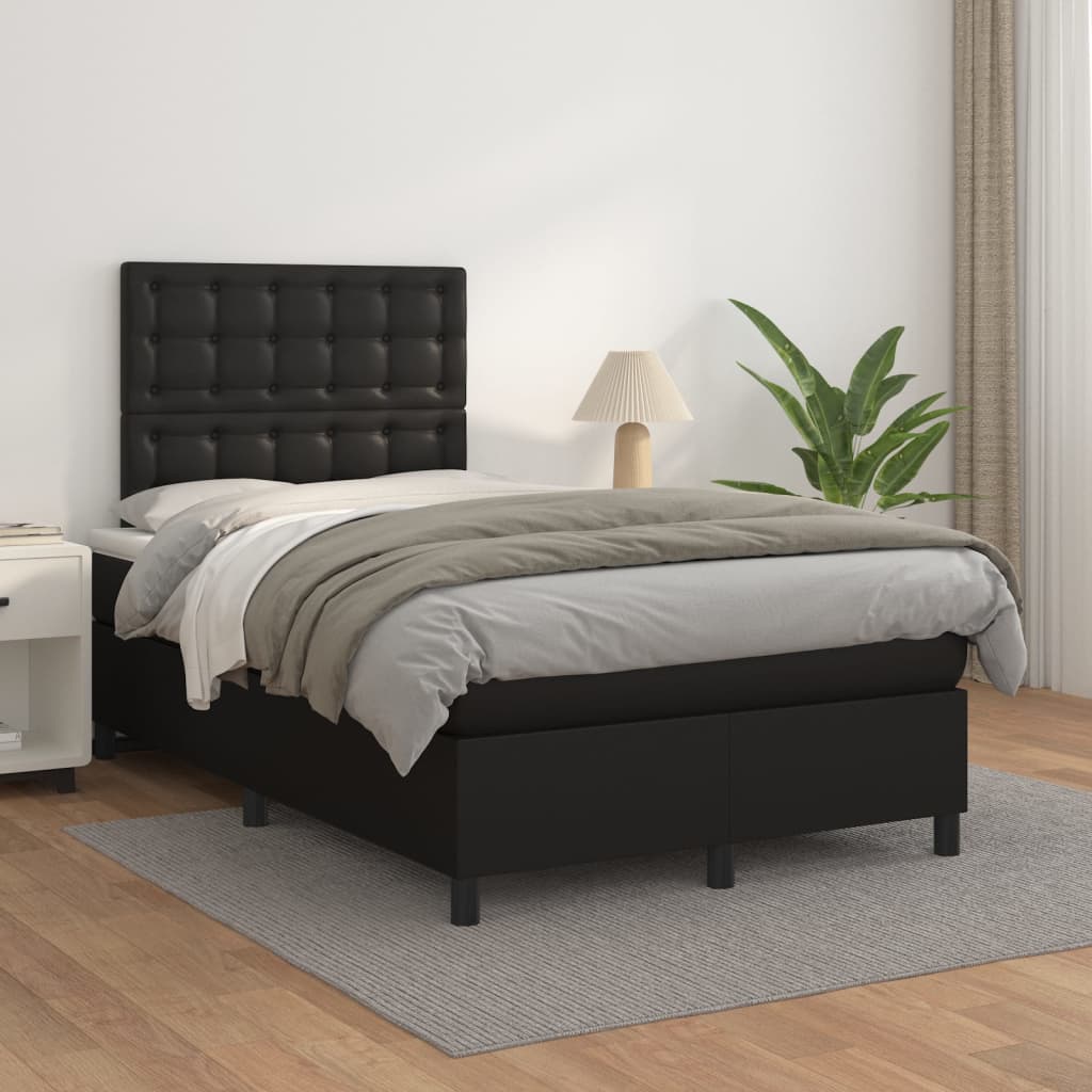 Boxspring met matras kunstleer zwart 120x200 cm is nu te koop bij PeponiXL, paradijselijk wonen!