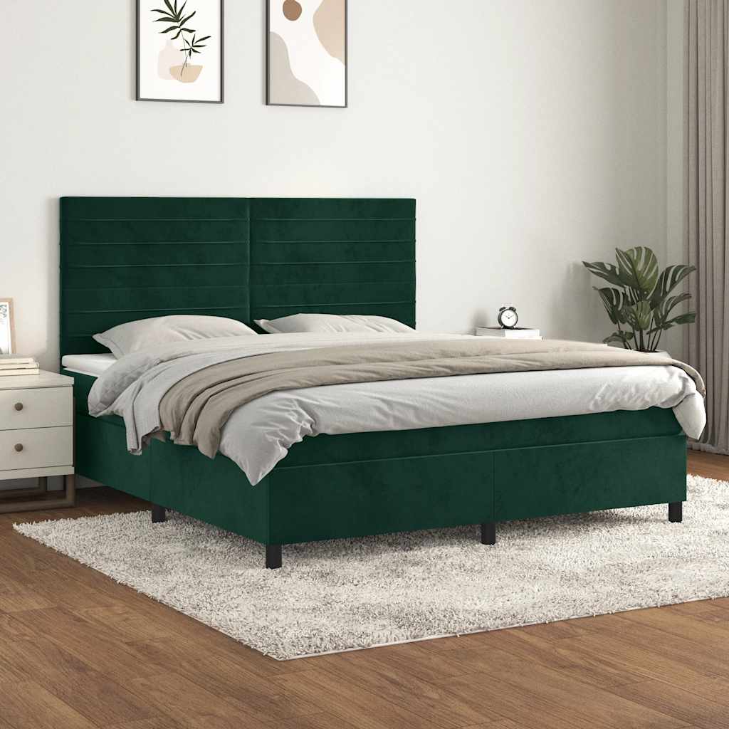 Boxspring met matras fluweel donkergroen 180x200 cm is nu te koop bij PeponiXL, paradijselijk wonen!