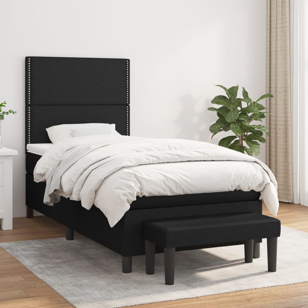 Boxspring met matras stof zwart 90x190 cm is nu te koop bij PeponiXL, paradijselijk wonen!