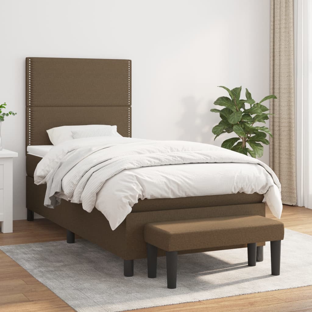 Boxspring met matras stof donkerbruin 100x200 cm is nu te koop bij PeponiXL, paradijselijk wonen!
