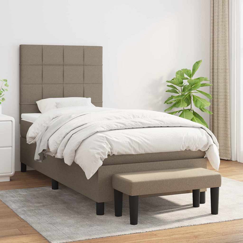 Boxspring met matras stof taupe 90x190 cm is nu te koop bij PeponiXL, paradijselijk wonen!