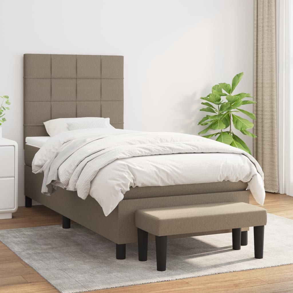 Boxspring met matras stof taupe 90x200 cm is nu te koop bij PeponiXL, paradijselijk wonen!