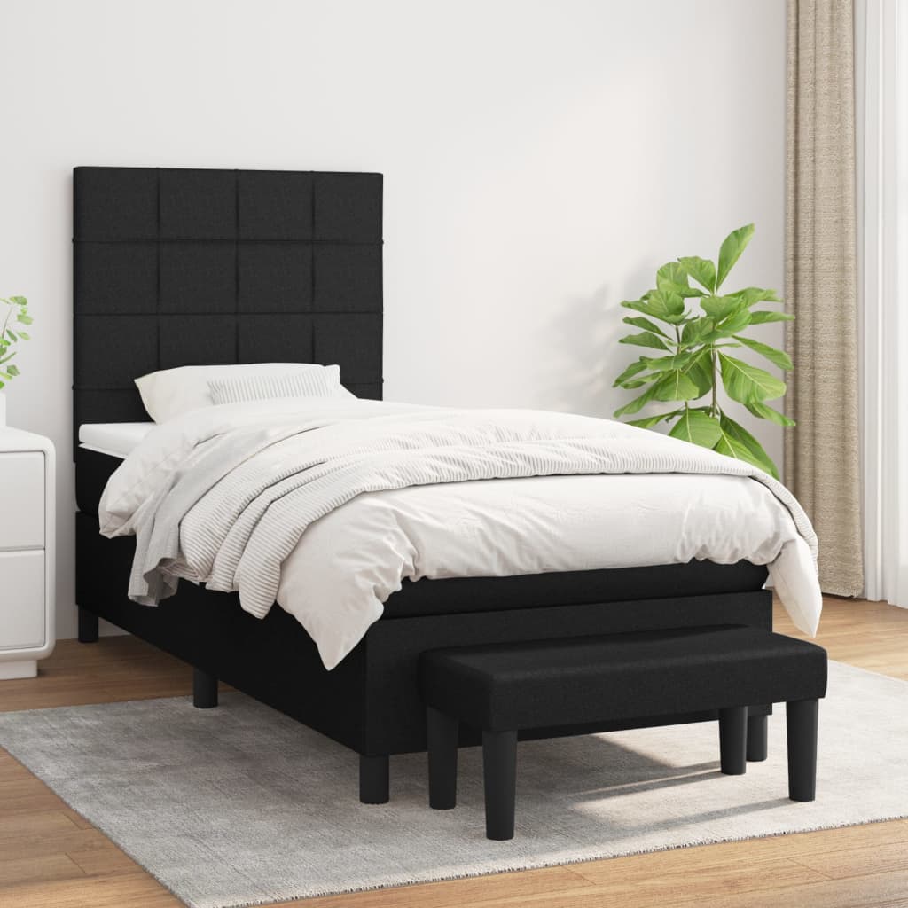 Boxspring met matras stof zwart 100x200 cm is nu te koop bij PeponiXL, paradijselijk wonen!