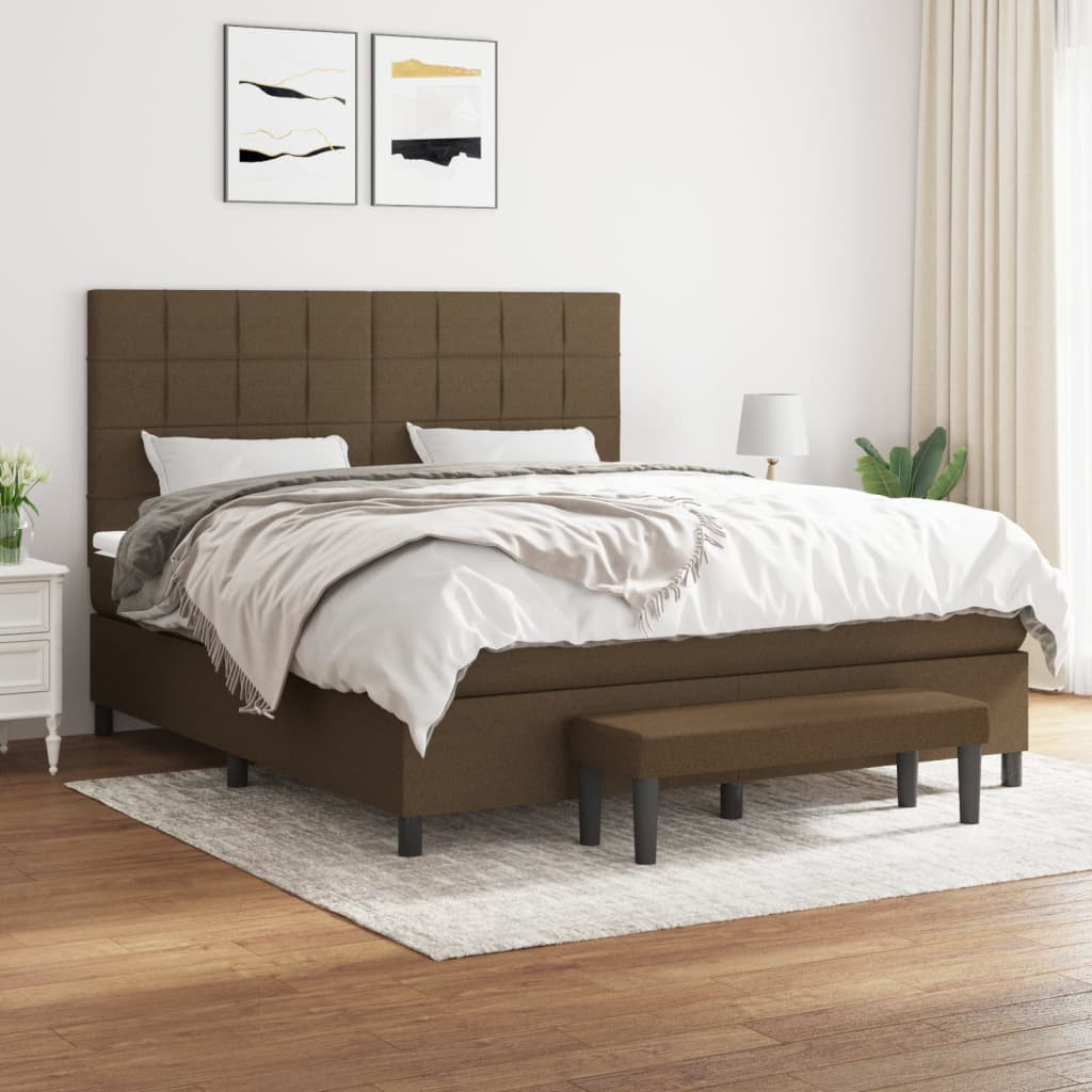 Boxspring met matras stof donkerbruin 160x200 cm is nu te koop bij PeponiXL, paradijselijk wonen!