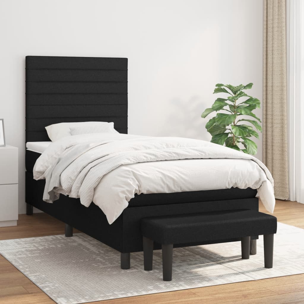 Boxspring met matras stof zwart 100x200 cm is nu te koop bij PeponiXL, paradijselijk wonen!