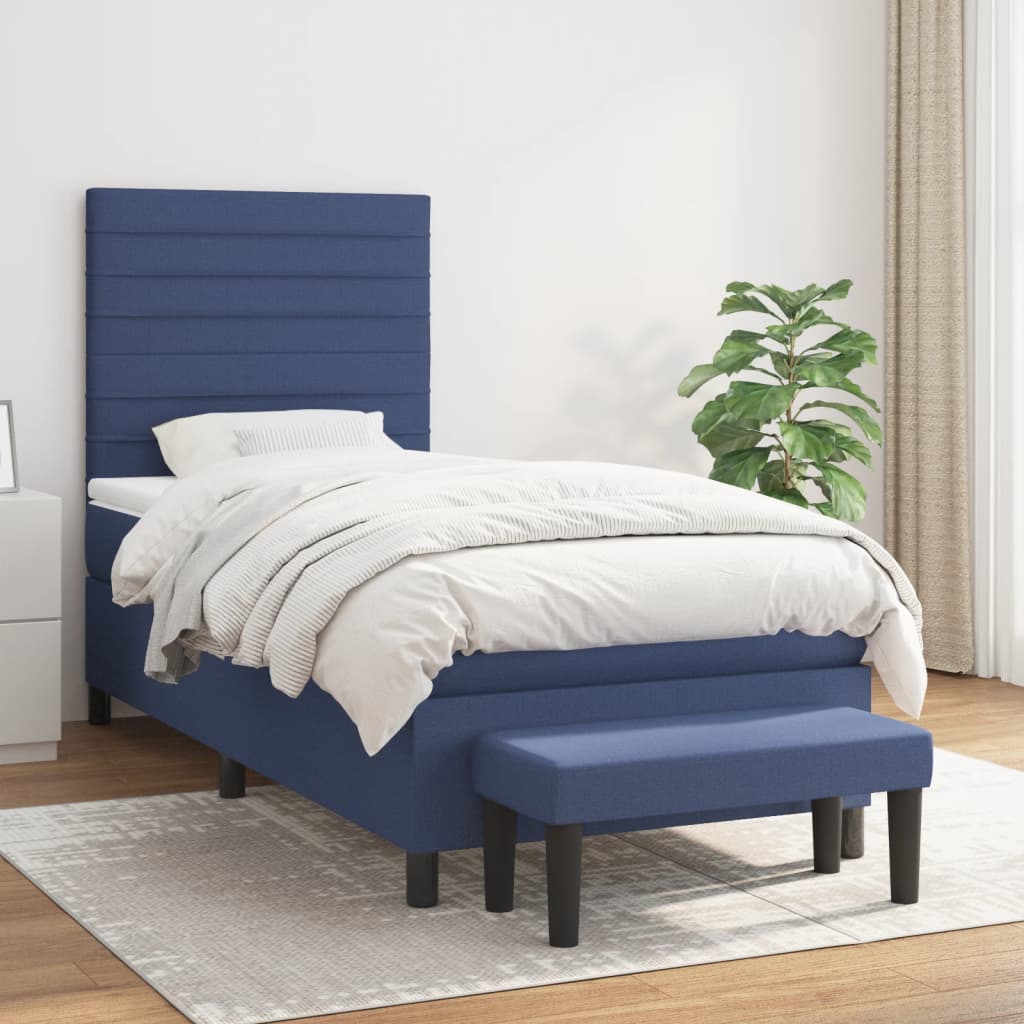 Boxspring met matras stof blauw 100x200 cm is nu te koop bij PeponiXL, paradijselijk wonen!