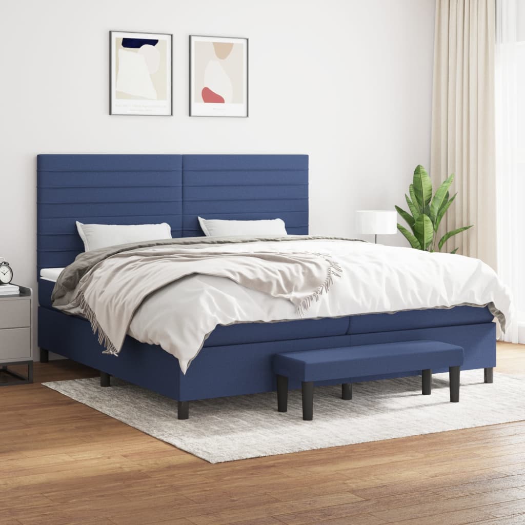Boxspring met matras stof blauw 200x200 cm is nu te koop bij PeponiXL, paradijselijk wonen!