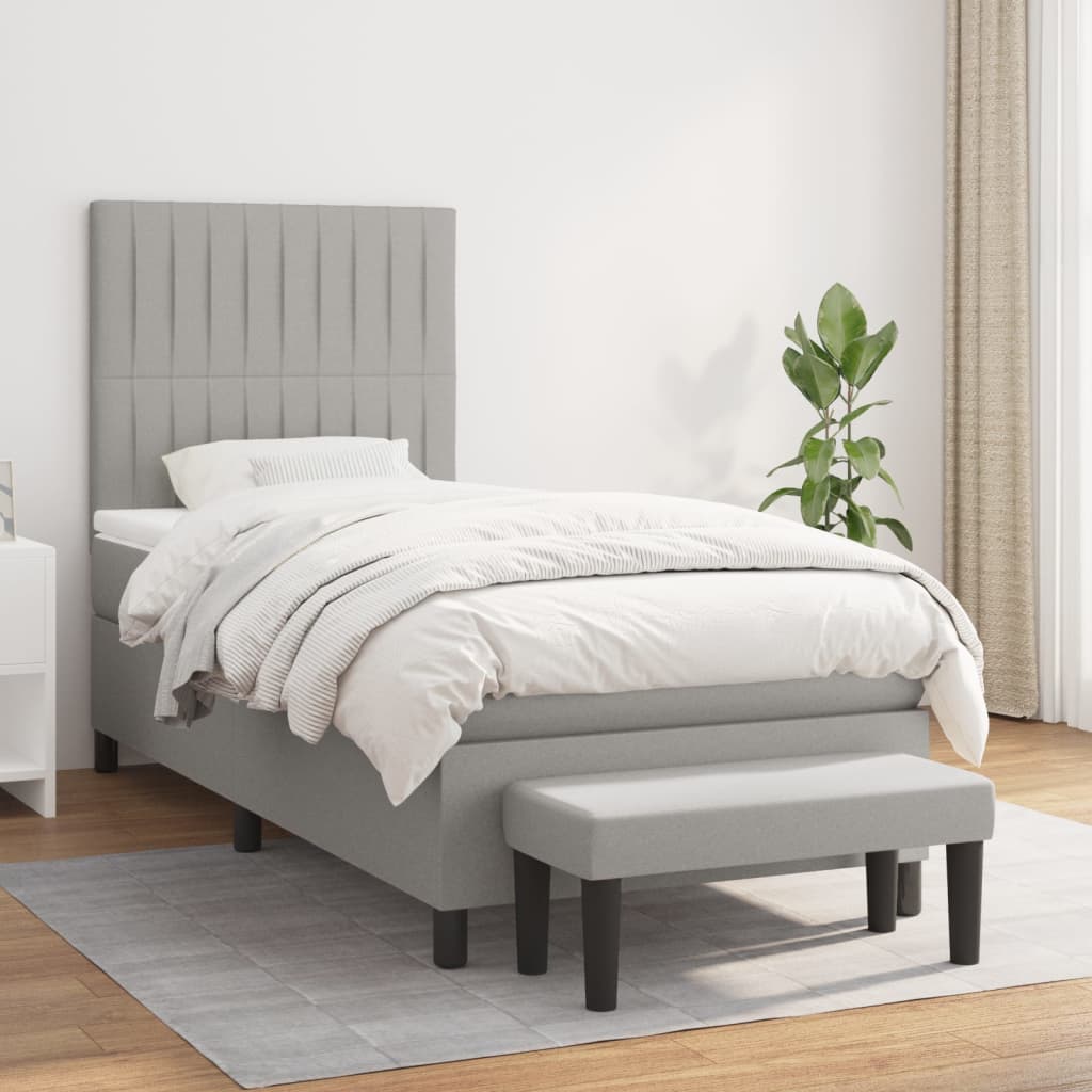 Boxspring met matras stof lichtgrijs 80x200 cm is nu te koop bij PeponiXL, paradijselijk wonen!