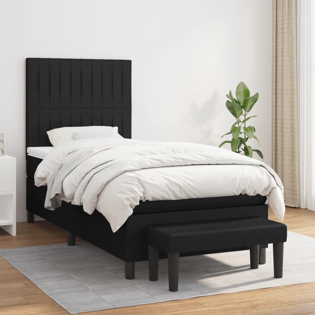 Boxspring met matras stof zwart 90x190 cm is nu te koop bij PeponiXL, paradijselijk wonen!
