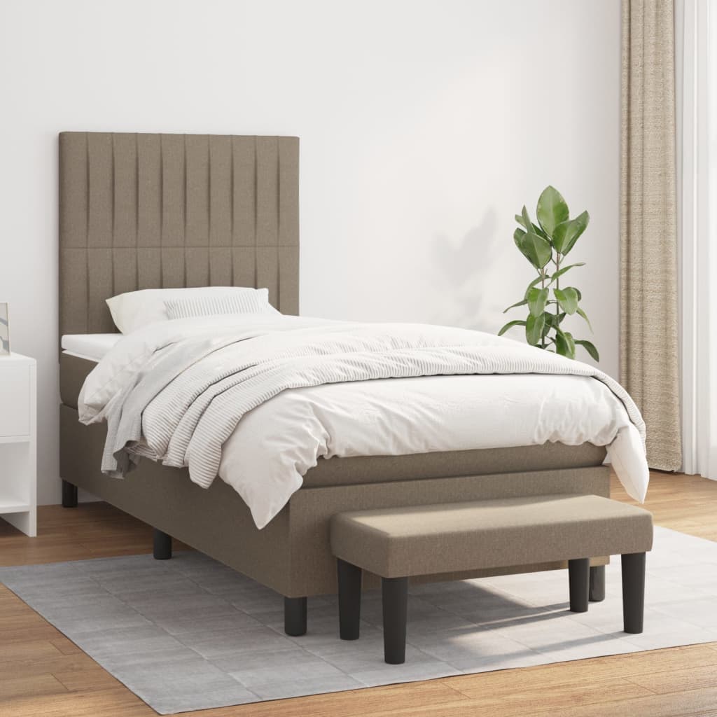 Boxspring met matras stof taupe 90x200 cm is nu te koop bij PeponiXL, paradijselijk wonen!