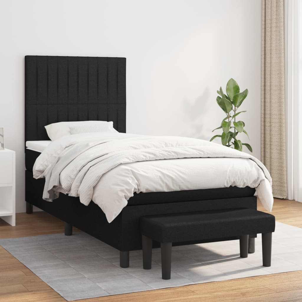Boxspring met matras stof zwart 100x200 cm is nu te koop bij PeponiXL, paradijselijk wonen!
