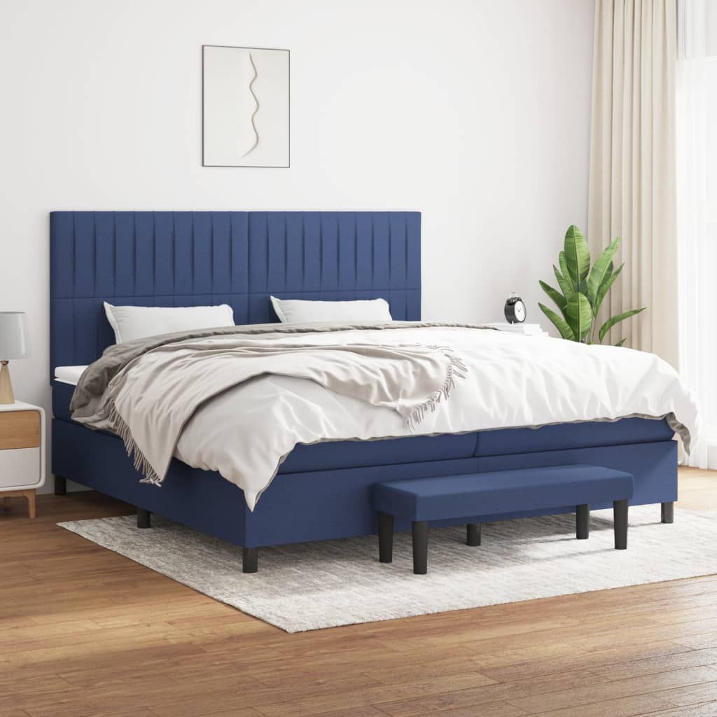 Boxspring met matras stof blauw 200x200 cm is nu te koop bij PeponiXL, paradijselijk wonen!