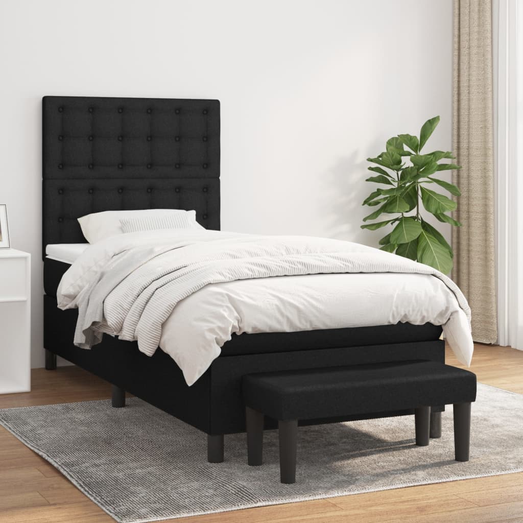 Boxspring met matras stof zwart 80x200 cm is nu te koop bij PeponiXL, paradijselijk wonen!
