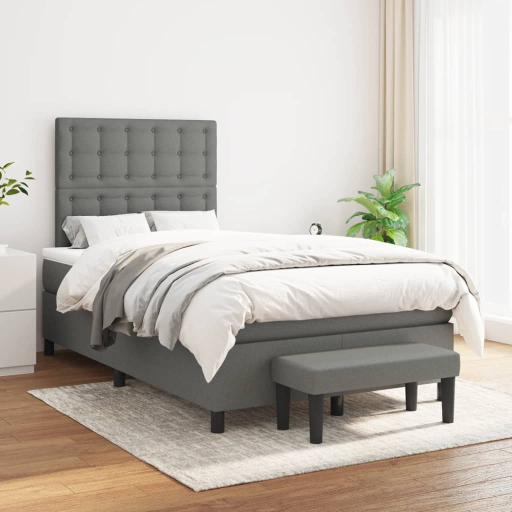 Boxspring met matras stof donkergrijs 120x200 cm is nu te koop bij PeponiXL, paradijselijk wonen!