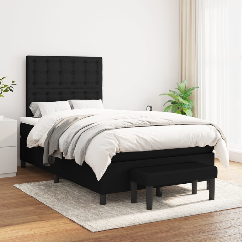 Boxspring met matras stof zwart 120x200 cm is nu te koop bij PeponiXL, paradijselijk wonen!