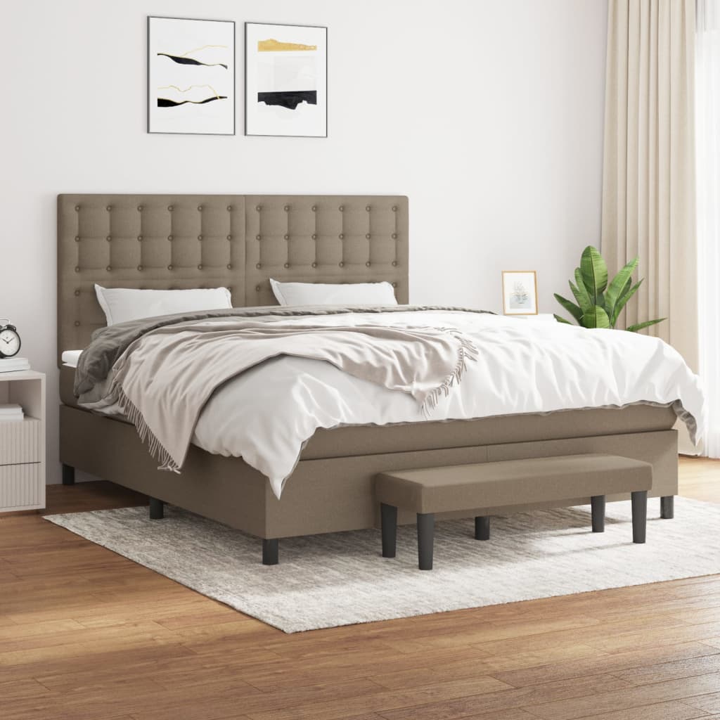 Boxspring met matras stof taupe 160x200 cm is nu te koop bij PeponiXL, paradijselijk wonen!