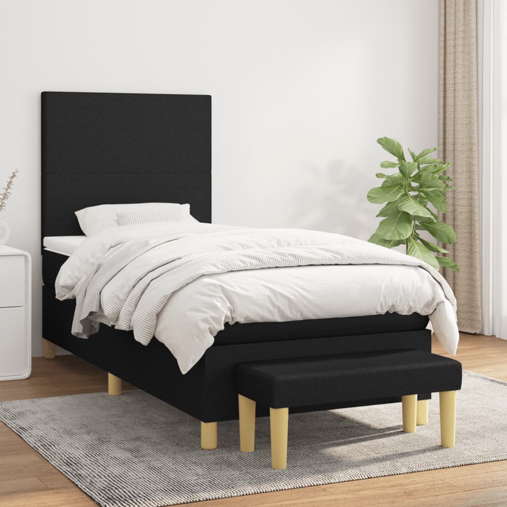Boxspring met matras stof zwart 80x200 cm is nu te koop bij PeponiXL, paradijselijk wonen!