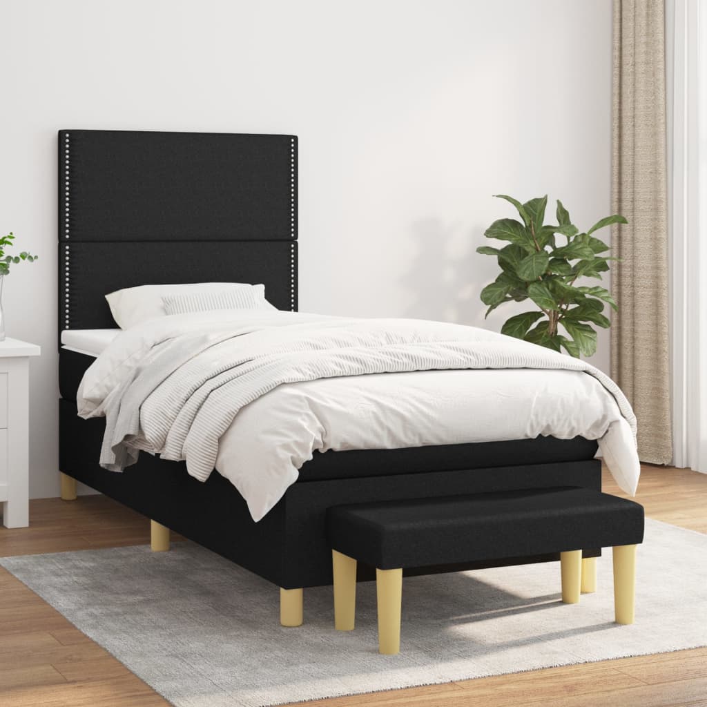 Boxspring met matras stof zwart 90x200 cm is nu te koop bij PeponiXL, paradijselijk wonen!