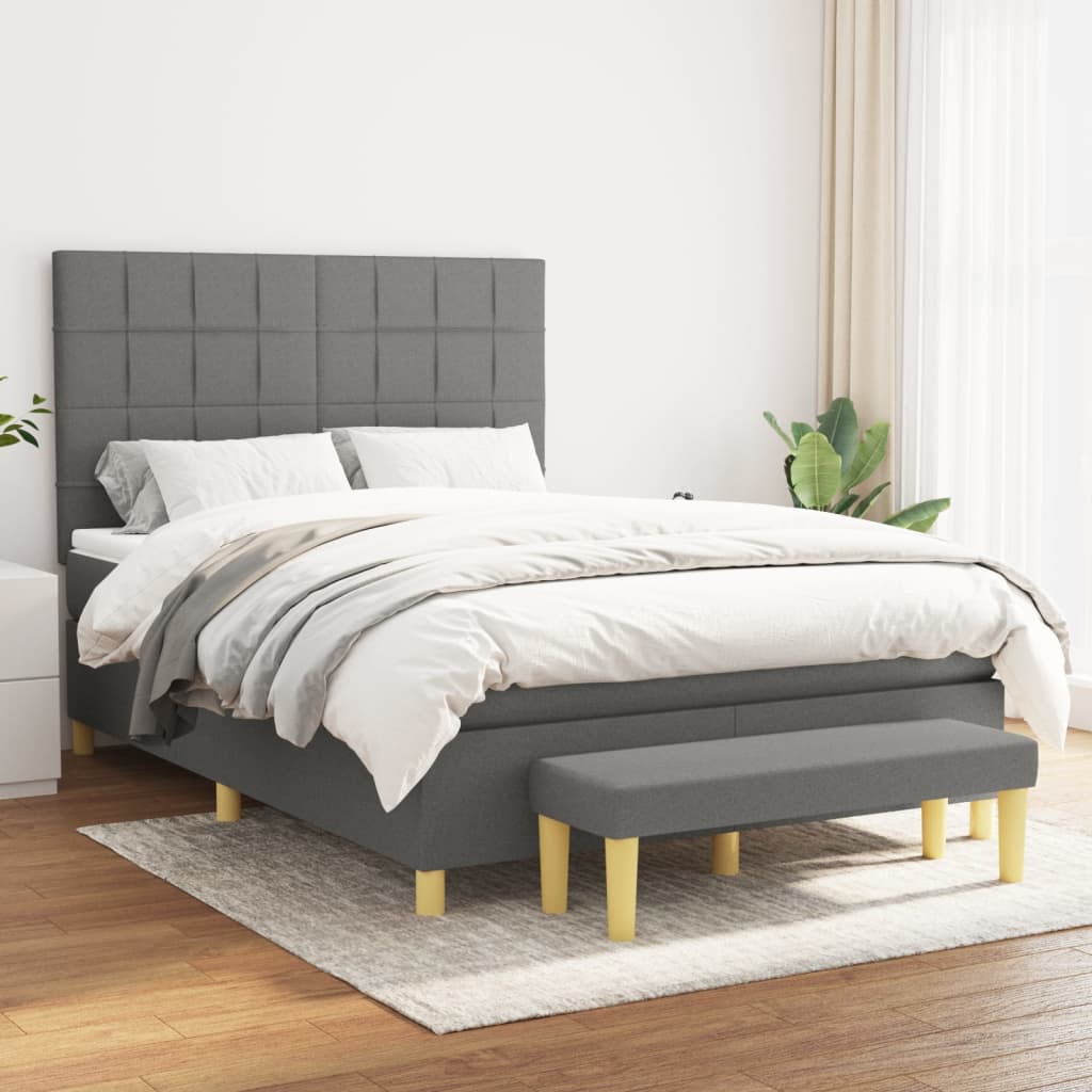 Boxspring met matras stof donkergrijs 140x190 cm is nu te koop bij PeponiXL, paradijselijk wonen!