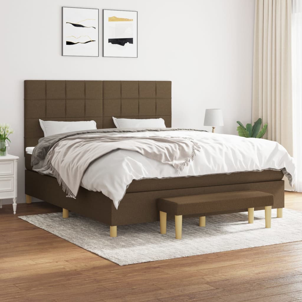 Boxspring met matras stof donkerbruin 160x200 cm is nu te koop bij PeponiXL, paradijselijk wonen!