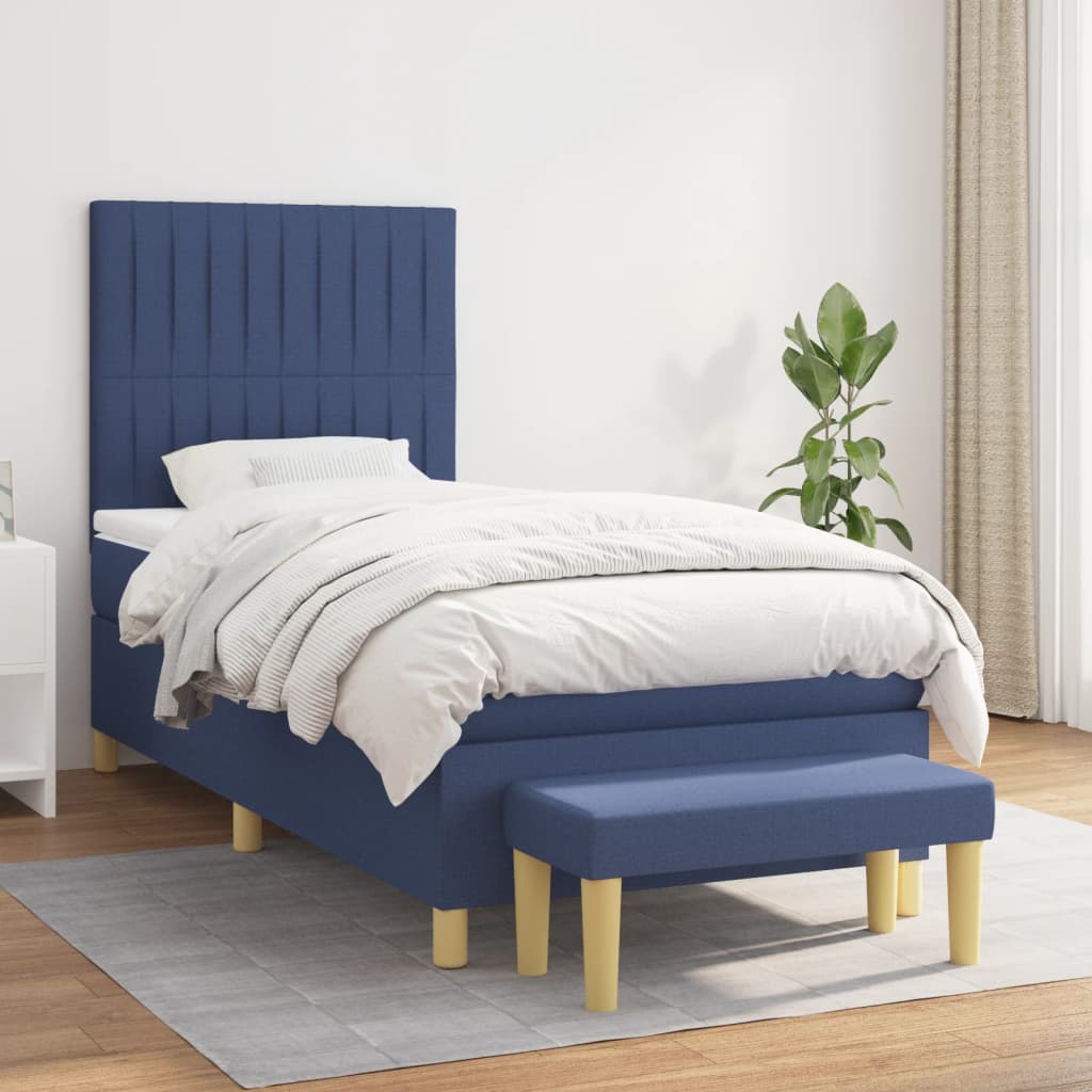 Boxspring met matras stof blauw 80x200 cm is nu te koop bij PeponiXL, paradijselijk wonen!
