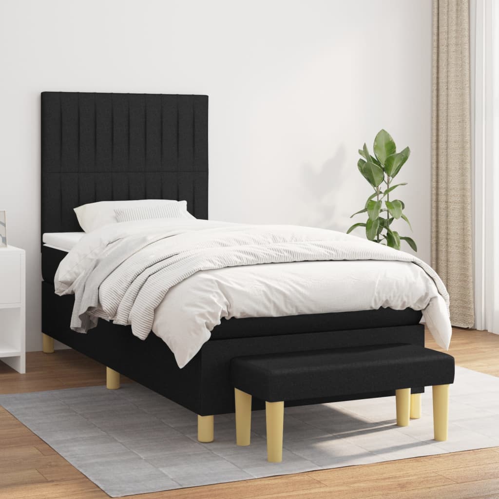 Boxspring met matras stof zwart 90x190 cm is nu te koop bij PeponiXL, paradijselijk wonen!