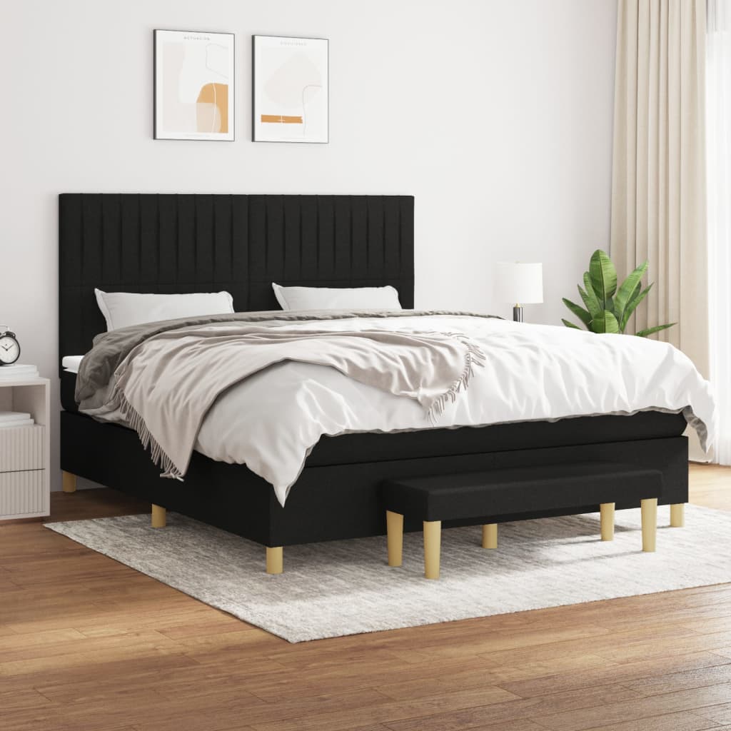 Boxspring met matras stof zwart 160x200 cm is nu te koop bij PeponiXL, paradijselijk wonen!