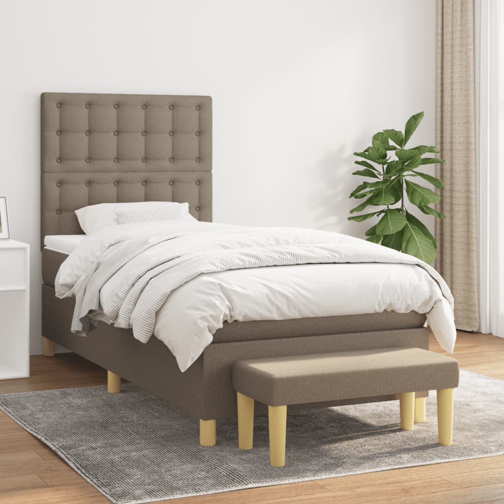 Boxspring met matras stof taupe 80x200 cm is nu te koop bij PeponiXL, paradijselijk wonen!