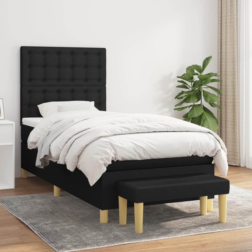 Boxspring met matras stof zwart 100x200 cm is nu te koop bij PeponiXL, paradijselijk wonen!