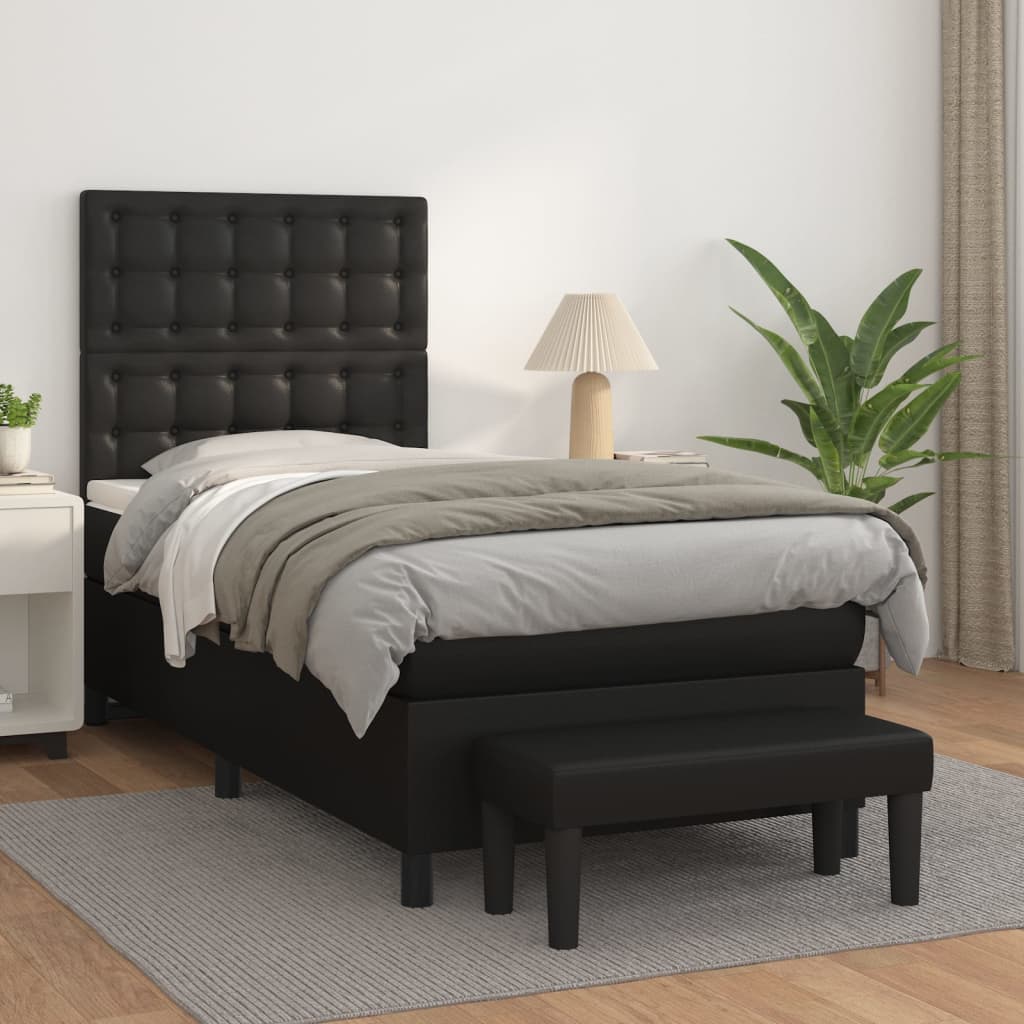 Boxspring met matras kunstleer zwart 90x190 cm is nu te koop bij PeponiXL, paradijselijk wonen!