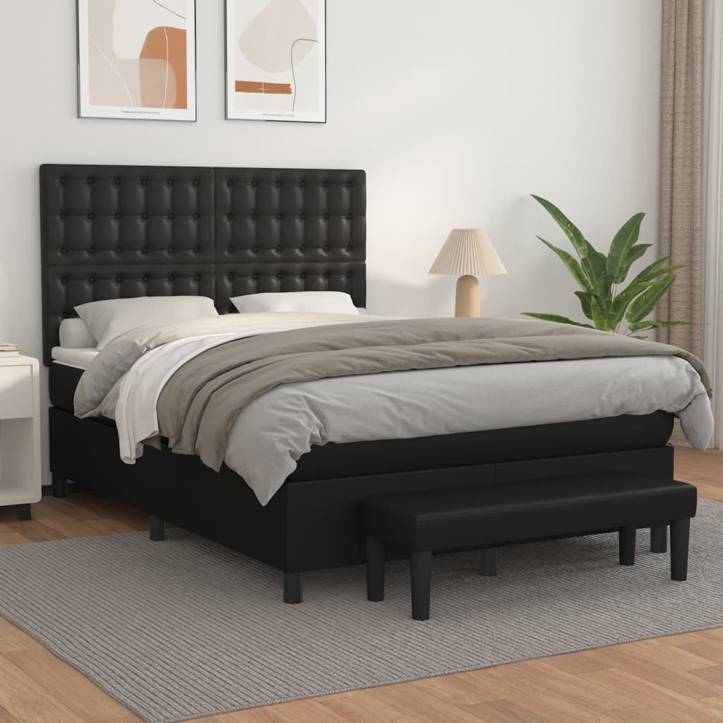 Boxspring met matras kunstleer zwart 140x200 cm is nu te koop bij PeponiXL, paradijselijk wonen!