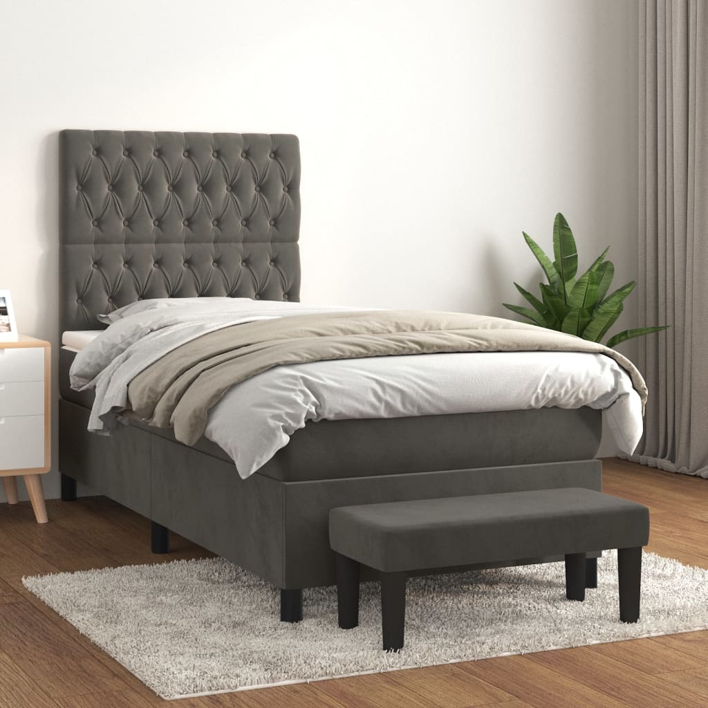 Boxspring met matras fluweel donkergrijs 80x200 cm is nu te koop bij PeponiXL, paradijselijk wonen!