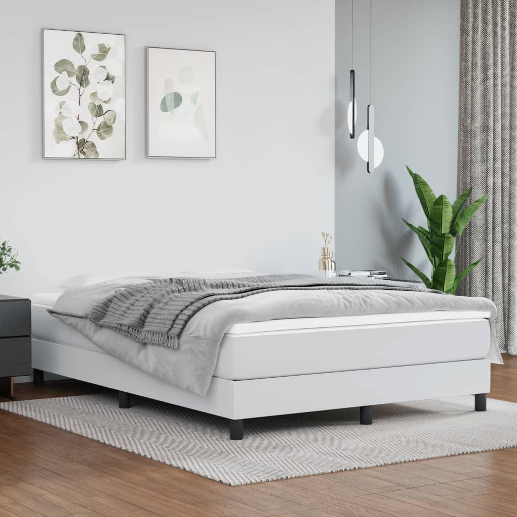 Boxspring met matras kunstleer wit 140x200 cm is nu te koop bij PeponiXL, paradijselijk wonen!